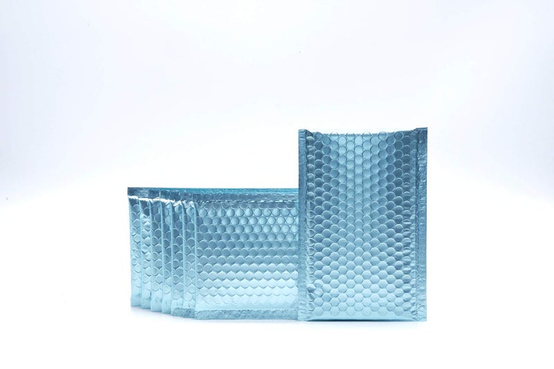 ProLine Packaging ProLine Matte Metallic Ice Blue Bubble Padded Mailers 4x8 Inch Self Seal Padded Envelopes (10) - Image 1